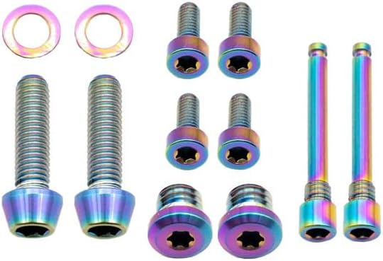 Rainbow Finish TRP DHR EVO Brake Bolts - Tapered, Alloy Components for Compatible Mountain Bike Hydraulic Disc Brakes, 12-Pack
