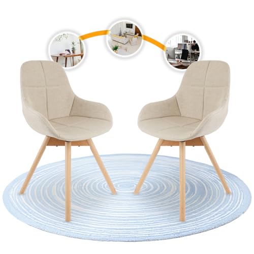 La Mejor Recopilación de Silla Eames Con Brazos que puedes comprar esta semana. 49 GAON. Sillas Tapizadas Acolchonadas con Asiento Giratorio Tipo Eames para Oficina Comedor Sala Set de 2 Piezas (Beige)