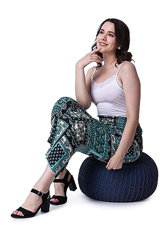 Image of POPWINGS Casual Boho Printed Side Wide Leg Trousers for Women || Summer Wear Comfortable Pull-On Women Trousers || Western Loose-Fit Trousers || Stylish Women Casual Trousers
