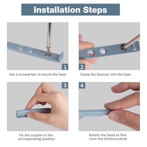 GlasFlength Drucktüröffner Push to Open Türöffner, 10 Stück Schranktür Dämpfer Softclose Türdämpfer Magnetschnäpper Drucktüröffner Druckschnapper für Schranktür Schublade Möbel und Schrank Grau