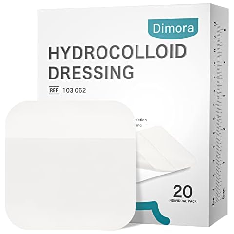 Dimora 20 Pack Hydrocolloid Wound Dressing, Ultra Thin 4" x 4" Large Patch Bandages with Self-Adhesive Cover