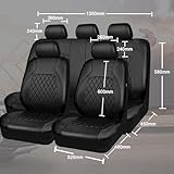 WZSSDRT Car Seat Covers 9PCS Full Set for Dacia Duster Prestige, Full Interior Protection, Soft PU Leather Seat Covers for Front and Rear Seats Breathable Design, blackish-red quilting - Image 3