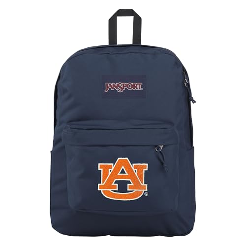 Image of JanSport NCAA Officially Licensed Backpack, Auburn Tigers, Superbreak Plus with Padded 15'' Laptop Sleeve, Spacious Computer Bag for Men & Women, Durable Daypack with Bottle Pocket, Navy