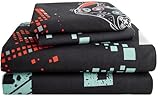 SDY 4PCS Game Sheet Sets Queen Size,Great Cartoon Microfiber Bed Sheets Sets,for Boys, Girls, Kids and Toddler, Bed in a Bag Packaged with 1 Fitted Sheet+ 1 Top Flat Sheet + 2 Pillowcases