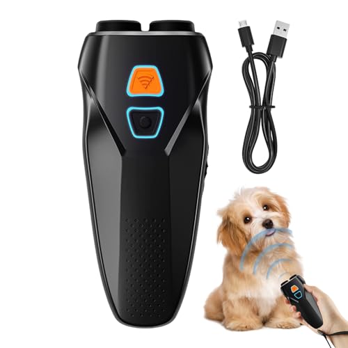 犬の無駄吠え防止デバイス - LED超音波式吠え止め器,電子バーキングトレーナー - 屋内外用 小型中型大型 子犬 掘る 噛む 行動向け