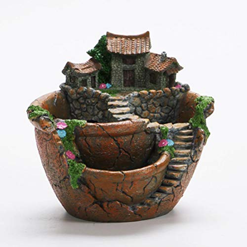 Tianbi Creative Plant Pot, Flower Plants, Succulent, DIY Succulent Pot with Cute House, Mini Fairy Garden Flowers - Image 4