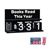 Bookshelf Decor Book Read This Year Counter, 3d Challenge Reading Tracker, Reading Challenge Gift, Number Blocks Sign for Setting Reading Targets, for Desk, Bookshelf (Black)