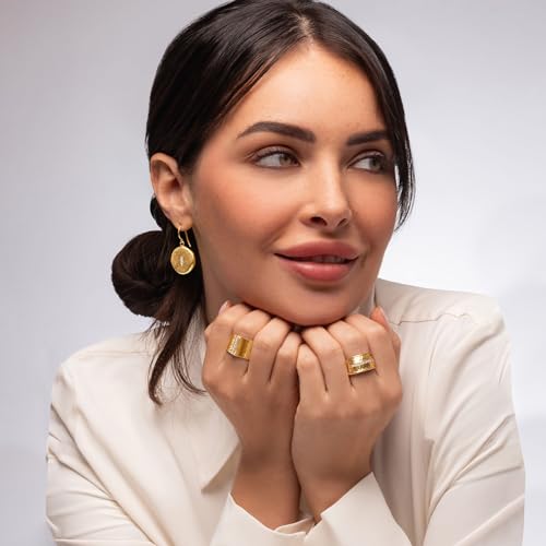 JEAN RACHEL JEWELRY 14K Gold Plated Sterling Silver Dangle Earrings for Women - Coin Drop with 0.16 TCW Cubic Zirconia Vintage Design - Hypoallergenic, Lead & Nickel Free Statement Earrings4