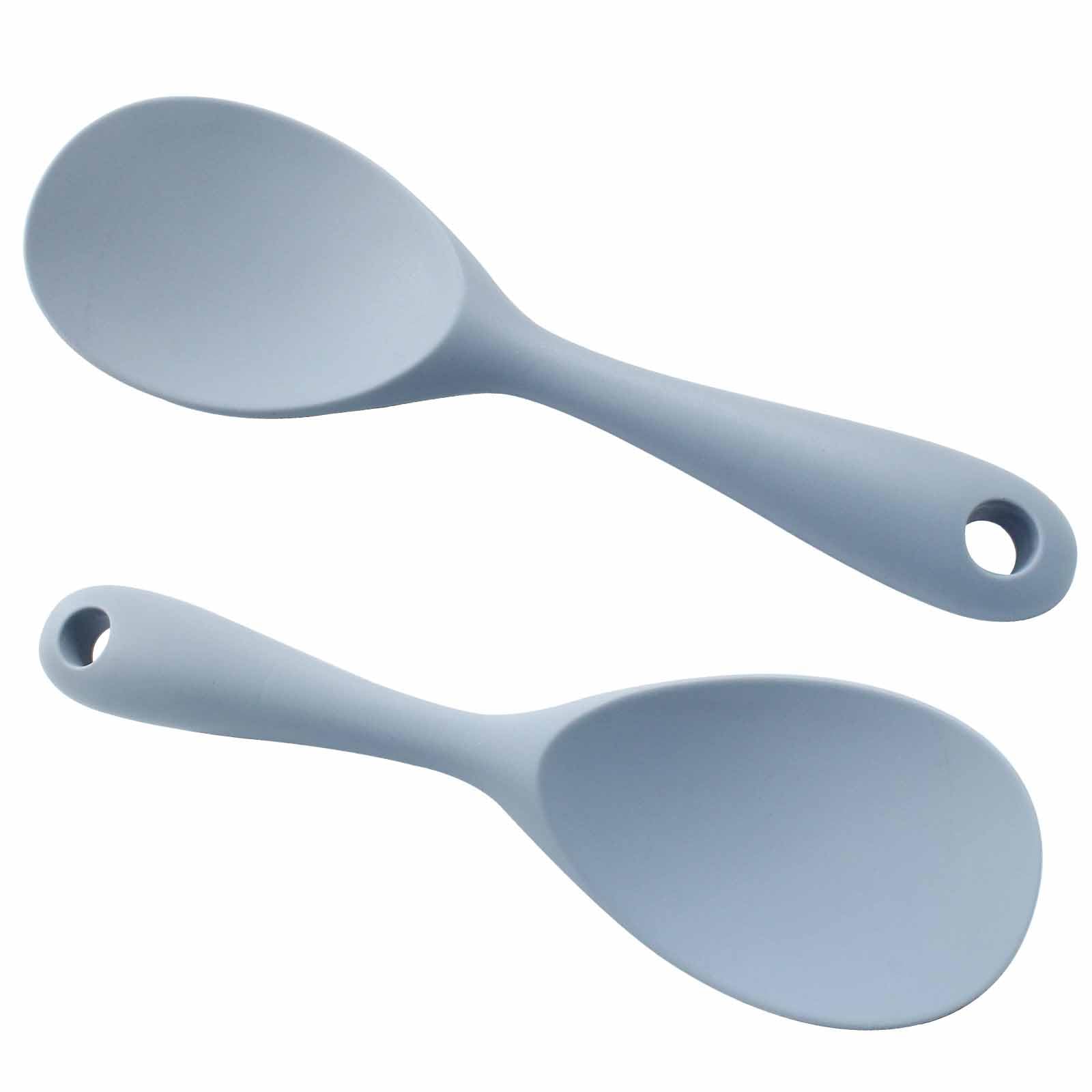 Auvotuis 2Pcs Silicone Rice Paddle, Gray Non Stick Heat Resistant Kitchen Gadge Rice Spoon, Silicone Rice Scooper, Rice Cooker Spoon, Works for Rice, Salads, Mashed Potato