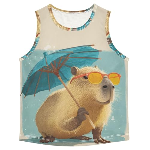Boys' Tank Top Shirt Capybara Umbrella Sleeveless T-Shirts