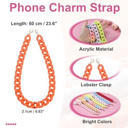 Dragonne de téléphone portable acrylique orange 61 cm avec languette