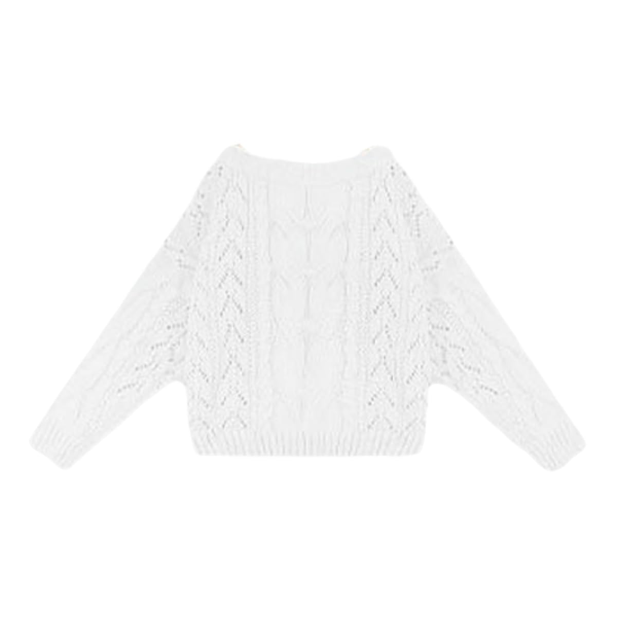 Maglione da Donna Pullover Ampio Donna, Design con Spalle Scoperte, Lavorato A Trecce -Bianco-m