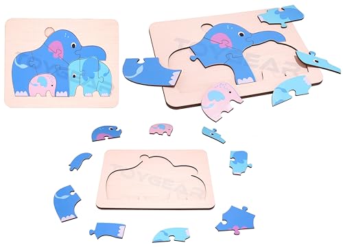 Image of Wooden Elephant Puzzle for Kids | Assemble & Disassemble Toy | Develops Motor Skills, Focus & Logic | Montessori Animal Puzzle Montessori Build & Rebuild Toy Age 2+Years