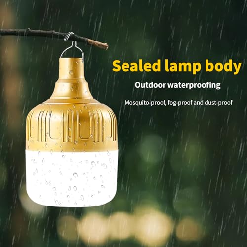 Image of 2-Pack Rechargeable Outdoor Camping Lights, 2400mAh IPX4 Waterproof LED Hanging Light, Emergency Light Bulbs for Power Outage, Portable Tent Lamps with Hook for Campsite, Vendor Booths, BBQ