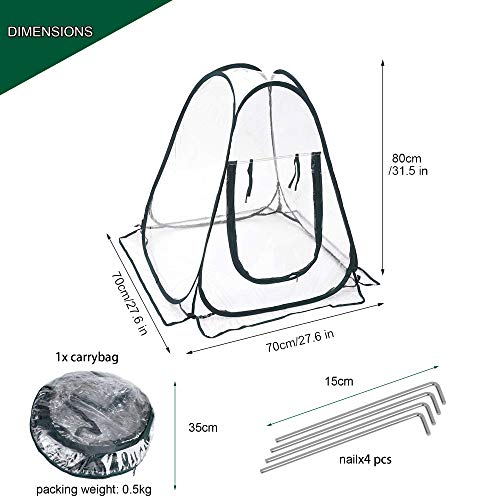 porayhut Pop Up Greenhouse Cover Flower House Mini Gardening Plant Flower Sunshine Room Room,Backyard PVC Greenhouse Cover for Cold Frost Protector Gardening Plants (Small) - Thumbnail 6