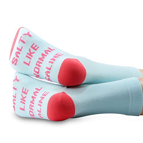 JXGZSO 2 Pairs Nurse Socks Nurse Appreciation Gift Salty Like Normal Saline Socks Nurse Life Socks Gift For Nurse Or Doctor4