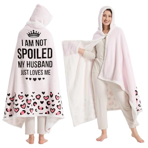 QERPRE Spoiled Wife Wearable Blanket Hoodie, Valentines Day Gifts for