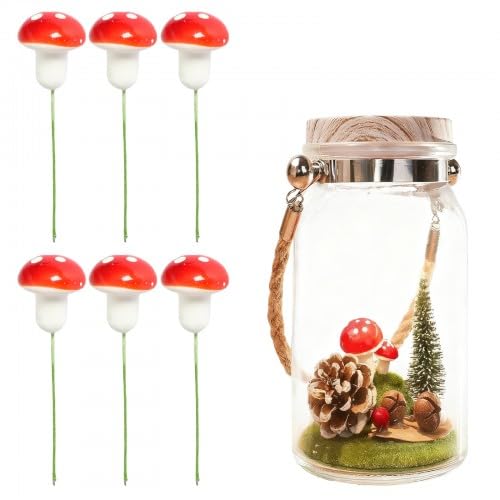 Korechain 50PCS Mini Mushroom Ornaments 2.5cm, Fake Mushrooms for DIY Craft, Garden Decoration, Miniature Mushrooms for Terrariums, Fairy Gardens, Home Decor