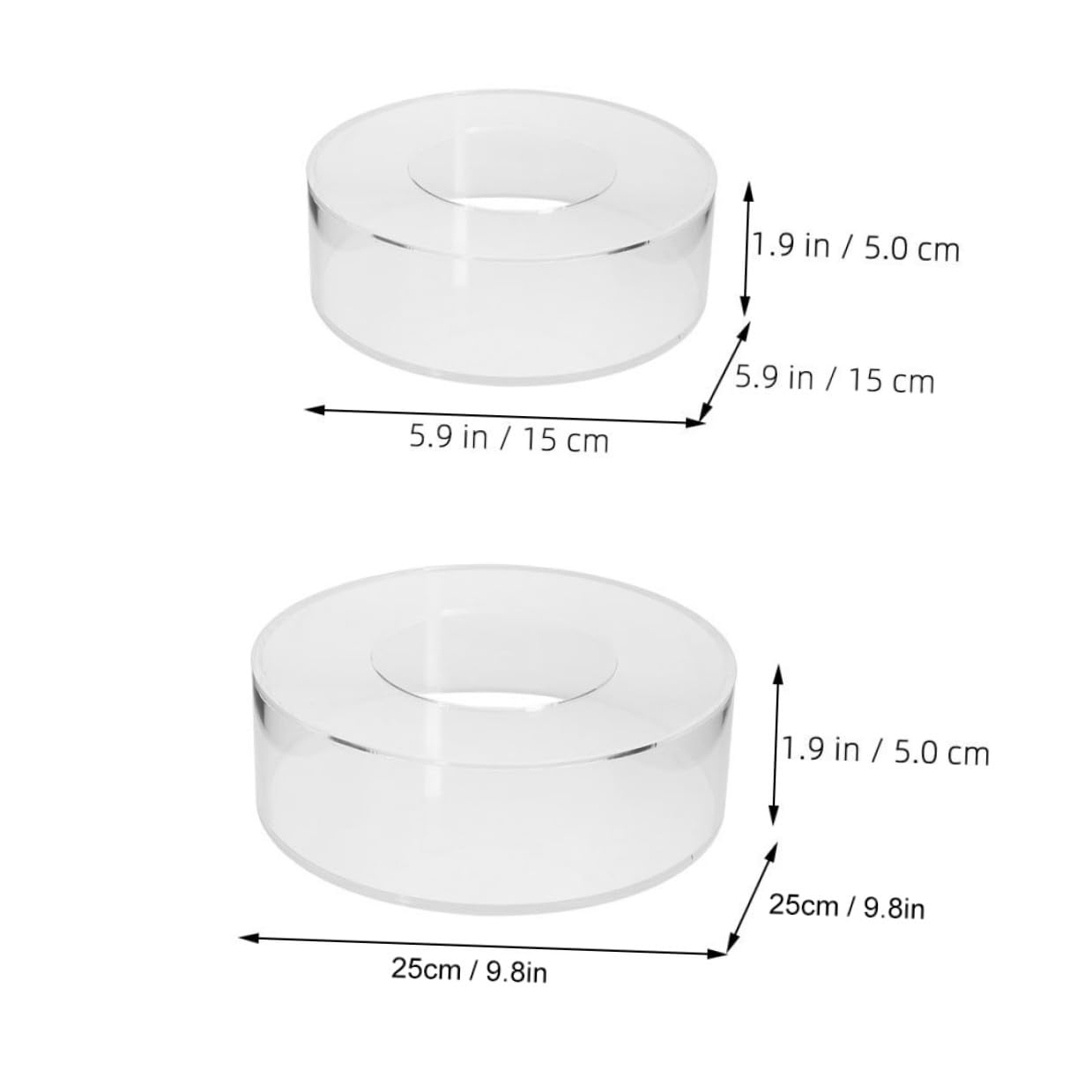 Toyvian Alzata Pezzi Torte e per Rotonda Trasparente Acrilico 2 Supporto Leggero Piccole di Dolci Dessert per Matrimoni e Negozi