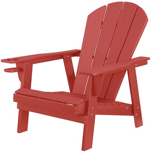 Image of Adirondack Chairs, HDPE All Weather Adirondack Chair, Fire Pit Chairs (Red)