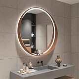 Miroir de salle de bain à LED : miroir de courtoisie éclairé par LED, trois niveaux de luminosité : lumière froide : 6000 K ; lumière naturelle : 4000 K ; lumière chaude : 3000 K