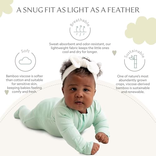Image of Bamboo Little Soft Baby Footie Pajamas, Baby Clothes, Newborn Sleepers, 95% Viscose and 5% Spandex, 0-24 Months