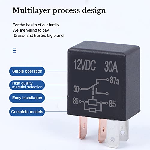 Jeseny JEJDQ501BL- 2 Pack Car 5 Pin 12V 30A Relay, High Performance Waterproof Stable Relay, Multi-Purpose Relay Heavy Duty Standard Relay Kit, For Automotive Motor Replacement Accessories thumb #2