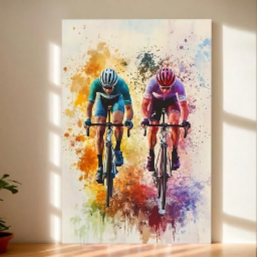 Toile d'art cycliste vibrante XINBAO 30x45cm sans cadre pour decoration murale de salon