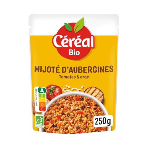 Céréal Bio Compotée d'aubergines - Sachet Micro-ondable, Rapide à Réchauffer - Végan et Bio - 250g - 200632
