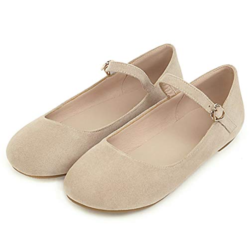 Caradise Womens Faux Suede Mary Jane Ballet Flat Ankle Strap Round Toe Pumps4