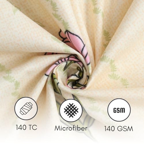 Image of Mafatlal Luxe Lilac 140 GSM Premium Microfiber Queen Size Bed Sheet with 2 Pillow Cover for Comfortable Double Bed Use, 90x100 Inch - Light Beige, Soft, Lightweight & Durable (144 TC)