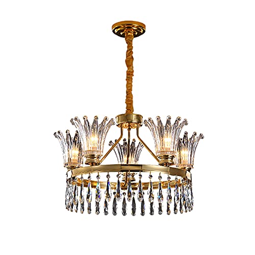 Chandelier cristal E14 pour illuminer un grand espace sombre, luminaire chic de salon 100cm