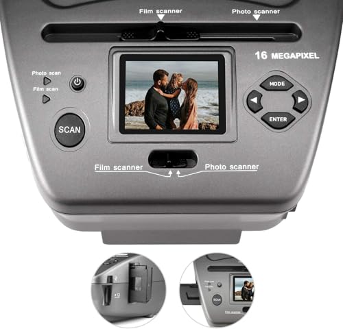 Image of Digital Photo Scanner Slide Scanner Converts 35mm /135 Film Negatives and 3R /4R /5R Photos to 22MP Digital Images, Film Scanner for Old Photos /Slides /Business Cards, with 2.4 inch LCD & 4GB SD Card