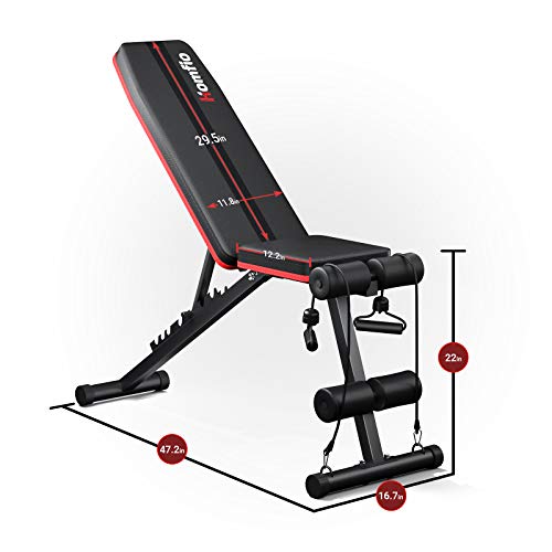 Homfio Weight Bench for Full Body Workout, Adjustable and Foldable Workout Bench Press for Strength Training Benches, with Fast Folding Incline Decline Exercise Workout Utility Gym Bench Bench for Home Gym