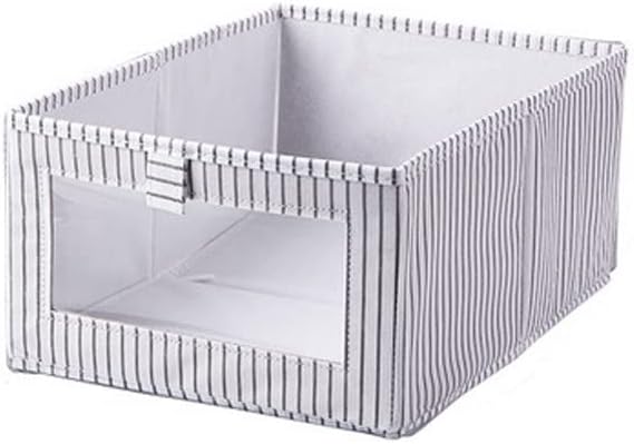 JSEIAJB Foldable Underwear Storage Box Household Non Woven Clothing Storage Box Space-saving Wardrobe Drawer Finishing Container(White stripes)