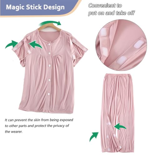 Image of Adaptive Post Surgery Pajama Set,Side Tear Away Patient Clothes for Men(Gray,L)