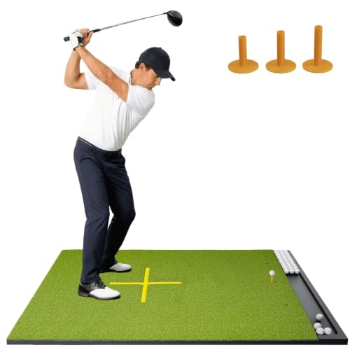 NABIYE 6x4ft Golf Hitting Mat, 26mm Thick Practice Mat with Placement Tray