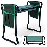 shuda Garden Kneeler and Seat with Thicken & Widen Soft Kneeling Pad, Foldable Garden Stool Bonus 2 Tool Pouches, Sturdy Garden Tools Garden Accessories, Ideal Gifts for Gardener