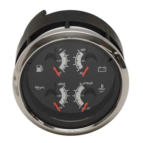 Sherco-Auto Faria Boat Multifunction Gauge GFC453A | Platinum Black Silver | Includes 2 x Pigtails