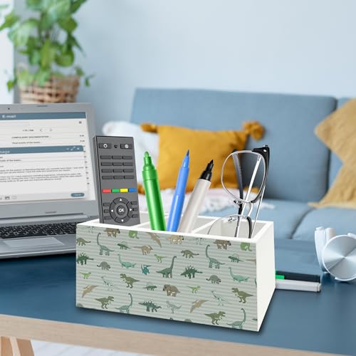 Image of Dinosaur Gifts Pen Pencil Holder Organizer for Desk, Dinosaur Gifts for Boys Kids, Dino Striped Wooden Box Signs Decorations for Home Classroom Kids Boys Room Bedroom Desk Tabletop