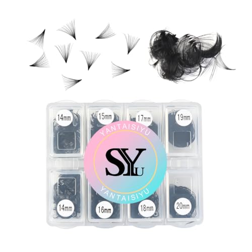 600 Fans 20D Curly Premade Eyelash Extensions 14-20mm Mixed Length Handmade Thin Base Pre-made Fan Clusters D Curly Loose Fan Design for Natural Volume (20D-0.07-D-14-20mm）