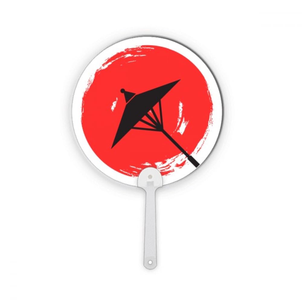 Éventail japonais plastique rond de haute qualité avec illustration pinceau pour artisanat