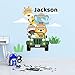 waldo Custom Name Safari Jungle Animals on Truck Wall Decal - Baby Boy Girl Wall Decal - Animals Wall Decor - WD36. Zoo Theme Removable Nursery Wall Decal for Kids Room - Animals Name Sticker#