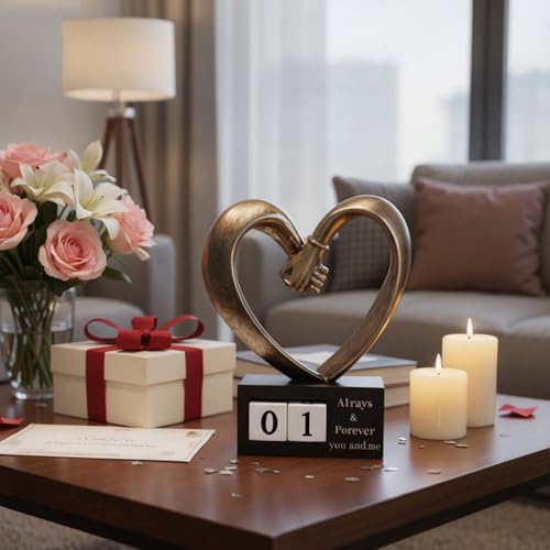 Hand Sculpture Kit for 2 Hands Statue, Bronze Finish Resin Love Heart Sculpture, 1st to 50th Wedding for Couple Wife,Statues for Home Decor,Anniversary Romantic - Image 5