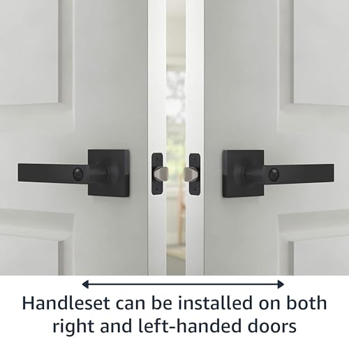 Image of Amazon Basics Contemporary Stamford Privacy Door Lever, Easy Installation, Matte Black, 2-Pack