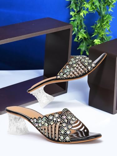 Image of Denill Women Wedding /Party Block Heel Slip-On Fashion Sandal for Women & Girls