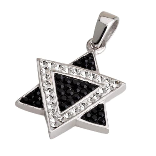 Collier étoile de David en argent sterling massif et pierres précieuses n8