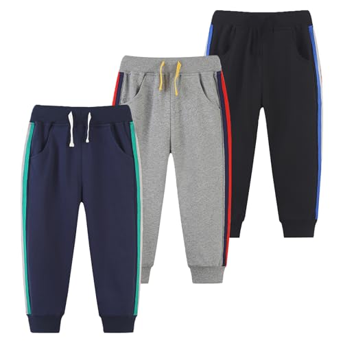 Boys Cotton Jogger Pants, Dinosaur Embroidery Sweatpants 1Pack or