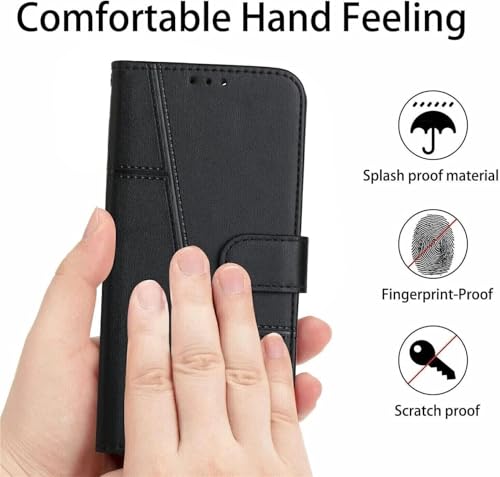 Image of Motorola Edge 70 Pro Plus 5G / Motorola Edge 70 Pro 5G Flip Cover Leather Finish | Inside TPU with Card Pockets | Wallet Stand | Complete Protection Flip Case Black