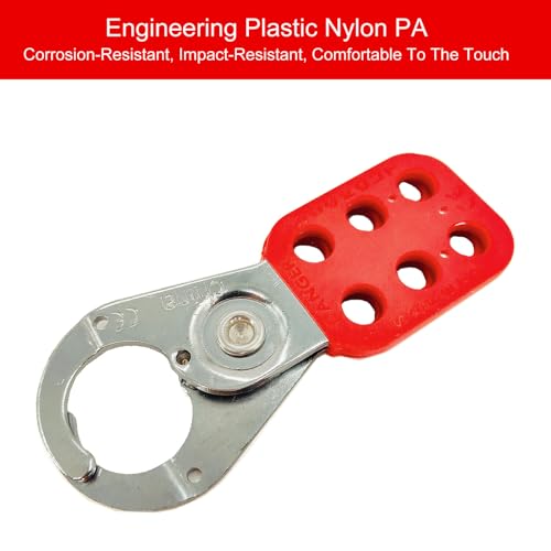 Image of Lock Out Tag Out Hasp,10Pack Tamper-Proof Stainless Steel Padlock Hasp with Extended Jaw,Red 1 inch Jaw Diameter Stainless Steel Lockout Hasp,Nylon Handle,Tamper-Proof and Impact-Resistant